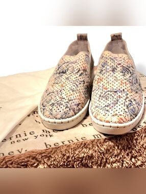 Bernie Mev Multi-Colored Floral Perforated Suede Upper Sneakers
